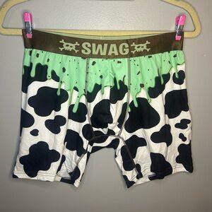 NWOT Adult Mint Chocolate Chip Ice Cream Cow Print Unisex Stretch Boxer Briefs